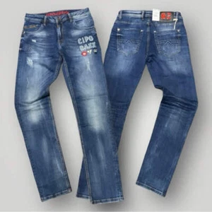 Men's Cipo & Baxx CD368 Mid Blue Denim Pants NWT - Picture 1 of 9