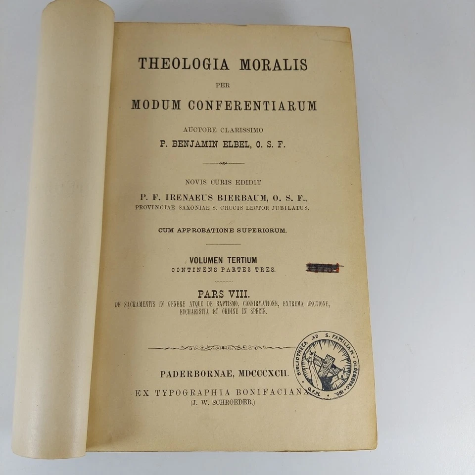 Theologia Moralis Per Modum Conferentiarum. Volumen Tertium Pars VIII - X 1892 - Image 1 of 4