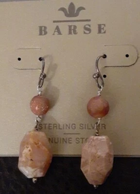 Designer Fine Studio Barse Sterling Silver Sun Stone Agate Druzy Dangle Earrings - Image 1 of 4