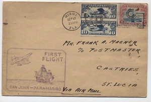 1929 Miami FL first flight cover to St. Lucia [6525.1779] - Picture 1 of 3