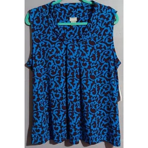 Chico's Women's Sz 3 U.S. XL Sleeveless  Top Tank NEW Blue Black Polyester - Picture 1 of 6