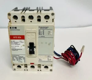 HFD3050 EATON CIRCUIT BREAKER W/SHUNT TRIP REFURB $ TESTED 50A 600V 3P FREE SHIP - Picture 1 of 7