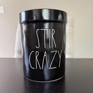 Rae Dunn Großer Küchenutensilien Halter Glas Topf 6x8" Schwarz Weiß Rühren Verrückt - Bild 1 von 4