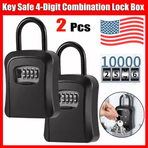 2Pcs Key Lock Box 4-Digit Combination Wall Mount Storage Safe Security Outdoor - Picture 1 of 13