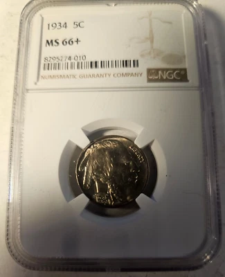 1934 Buffalo Nickel NGC MS-66+ MINT STATE *GEM* PLUS WHITE DRIPPING WITH LUSTER - Image 1 of 4