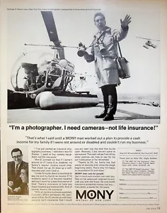 1967 MONY Mutual of New York Insurance Vintage Print Ad Helicopter Photographer - Imagen 1 de 1