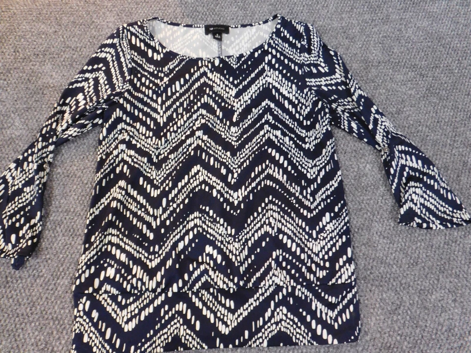 Ab Studio Womens Blouse Small Blue pullover designer stretch top - Image 1 of 4