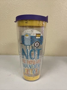 Tervis Tumbler Not All Who Wander Are Lost w/Lid Vintage Camper 24 Oz Insulated - Picture 1 of 3