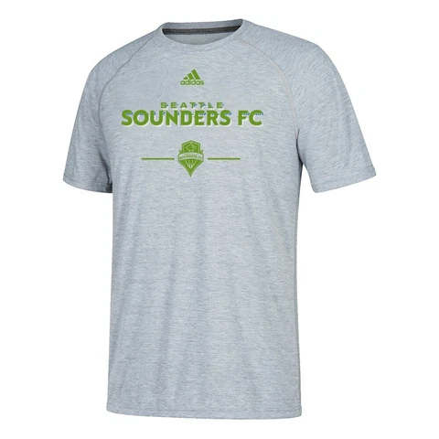 Seattle Sounders FC MLS Adidas Men's Grey "Lined Up" Climalite T-Shirt Cover