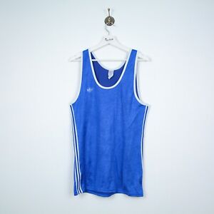 Vtg Adidas 90s Blue Men Sleeveless T-shirt Muscle Tank Top Size 