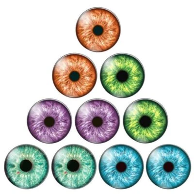 10pcs Round Glass Doll Eyes 10mm-25mm Cabochons Orange Yellow Green Purple Blue Foto 1 de 4