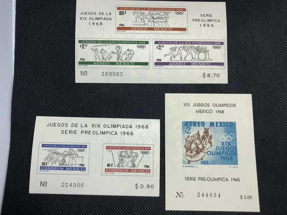 МЕКСИКАНСКИЕ СУВЕНИРНЫЕ ЛИСТЫ 1966 - 1968,19 ОЛИМПИЙСКИХ ИГР ИМПЕРСКИЕ, 13 ЛИСТОВ КАК НОВЫЕ БЕЗ НАКЛЕЕК И СЛЕДОВ - Изображение 1 из 4