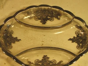 Vintage 3 part silver etche relish bowl, very good condition - Picture 1 of 7