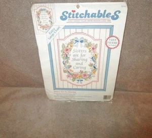 Vtg Dimensions Stitchables Cross Stitch Kit With Frame Sisters Are For Sharing - Picture 1 of 4