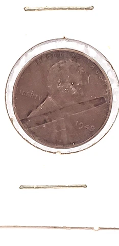 1945 Lincoln Wheat Cent  Error Struck Through Metal 3950 Cover