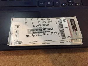 2016 WASHINGTON NATIONALS VS BRAVES TICKET STUB 4/11 MAX SCHERZER WIN #106 - Picture 1 of 1