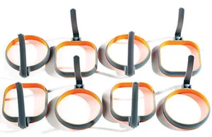 Blackstone 4" Egg Rings Bundle, 8 Pack - 4 Square, 4 Circle in Gray and Orange - Picture 1 of 9