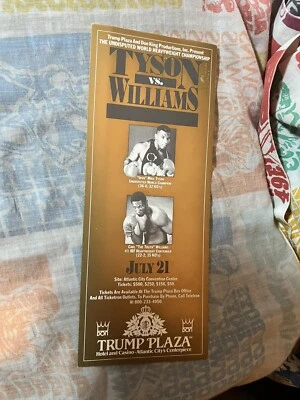 Boleto de boxeo Mike Tyson Carl Williams 1989 con matasellos postal promocional muy raro Foto 1 de 2