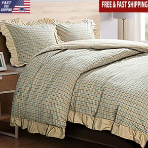 Washed Cotton King Duvet Cover Set 3 Pieces Zipper Comforter Cover Breathable US - Picture 1 of 6