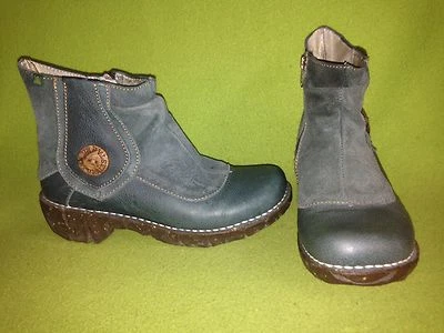 Turquoise Blue Leather & Suede El Naturalista Zip-Up Ankle Boots 6.5 37 - Image 1 of 4