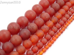 Pierre précieuse naturelle agate de cornaline rouge mat perles rondes 15,5'' 4 mm 6 mm 8 mm 10 mm 