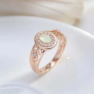 Eleganter Luxus Ring 585 RG Rotgold Rosegold mit grünen Zirkon 59(18,8 mm Ø) - Bild 1 von 7
