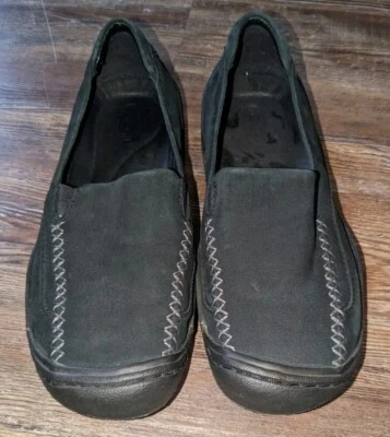 Keen Jane Mujer Negro Gamuza Zapatos Sin Cordones Mocasines Talla 8.5 Foto 1 de 4