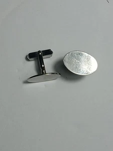 Vintage Sterling Silver 925 Oval Plain Cufflinks Hallmark Party Work Casual D2 - Picture 1 of 10
