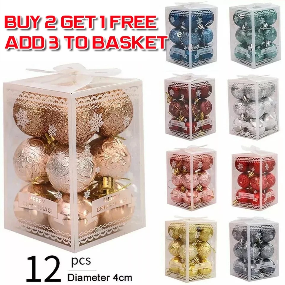 12PCS/1BOX Large Christmas Decor Baubles Tree Xmas Balls Party Wedding Ornament - Image 1 of 4