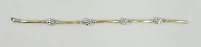 Pulsera Aurafin Flor Eslabón 7.25" Oro Amarillo + Blanco 14K 6.1g Foto 1 de 4