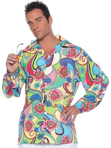 60s Flower Power Hippie Hippy Retro Disco Groovy Adult Mens Costume Shirts - Picture 1 of 1