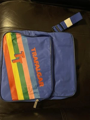 Trafalgar Rainbow Travel Shoulder Carry Messenger Bag Blue Vintage EXC - Image 1 of 4