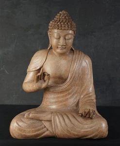 Japanese sculpture Butsuzo Buddha wood carving 1970 Kiri wood - Picture 1 of 16