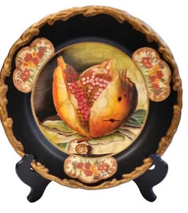 Toyo Designed by Raymond Waites Pomegranate Black Decorative Plate 10” - Picture 1 of 2