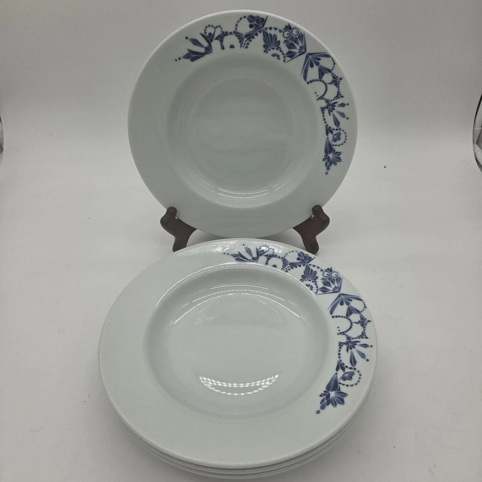 Set Of 4 IKEA Promenad Soup Pasta Bowls Blue And White 10" Made In Turkey - Image 1 of 4