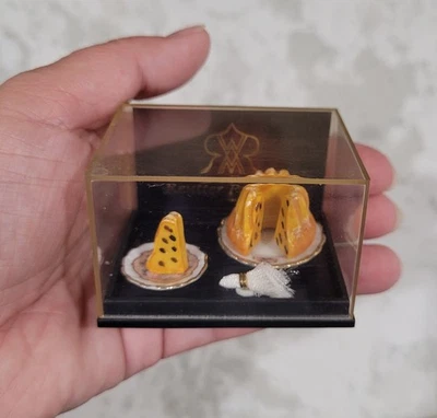 Reutter Porzellan Bundt Fruit Cake Dollhouse Miniature Germany Plates Napkin - Image 1 of 4