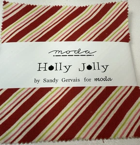 Cotton  Fabric Charm Pack “Holly Jolly” By Sandy Gervais For Moda 37 Pieces - Picture 1 of 20