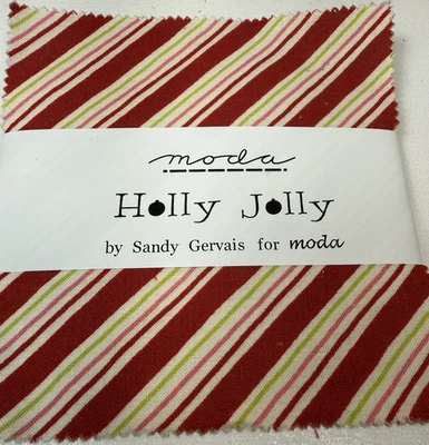 Cotton  Fabric Charm Pack “Holly Jolly” By Sandy Gervais For Moda 37 Pieces - Image 1 of 4