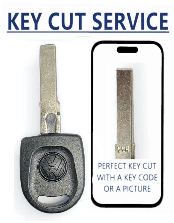SERVICIO DE CORTE DE LLAVE + LLAVE TRANSPONDEDOR VW Volkswagen 2000 - 2005 HU66T6 Foto 1 de 4