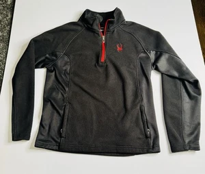 Spyder Men's 1/2 Zip Pullover Sweater Medium Black/Red - Picture 1 of 12