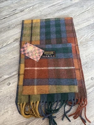 Patrick King Woollen Co Lana Merino Antigua Buchanan Tartán Bolsillo Bufanda Nueva con Etiquetas Foto 1 de 4