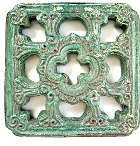 Vintage Chinese Jade Breezeway Tiki Tile Green Blue Polynesian Garden Tile - Picture 1 of 16