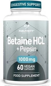 Betaine HCl Pepsin - 1000 mg - 60 Capsules - High 1 count (Pack of 60) - Picture 1 of 7