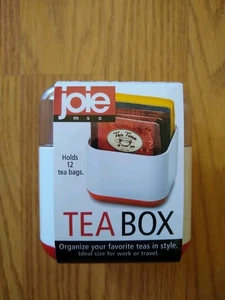 Joie Tea Box Container Holder Holds 12 Bags Container Red White Clear NEW NIP - Picture 1 of 4