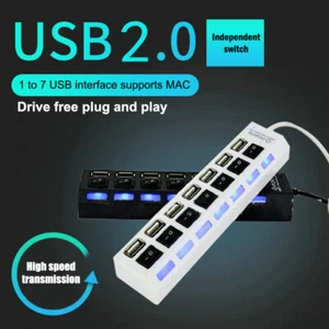 High Speed 7Port LED USB 2.0 Adapter Hub Multi-Port Socket U Disk - Bild 1 von 14