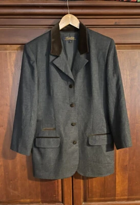 Blazer de trabajo Brooks Brothers para mujer 12 gris oscuro forrado 100 % lana 4 botones EE. UU. Foto 1 de 4