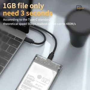 2.5" SATA USB 3.0 Clear Hard Drive Disk HDD SSD EnclosureExternal Case US V4A1 - Photo 1/11