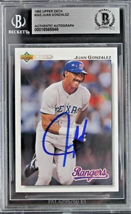 Juan Gonzalez Texas Rangers Autograph 1992 Upper Deck #243 Blue Signed Card BAS - Picture 1 of 3