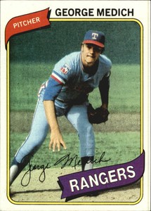 1980 Topps Texas Rangers Baseball Card #336 George Medich    Near Mint