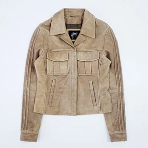GIPSY Timeless Trucker Jacket Smoked Aged Leather (Adidas) Sleeve Rib Detail S - Picture 1 of 11